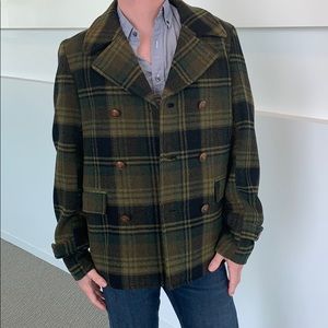 Scotch & Soda Mens Tartan Pea Coat  Size M